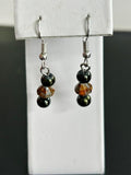 Black & Amber Faceted Bead Dangle Earrings Silver-Tone Fishhook