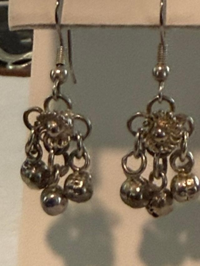 nbranded antiqued silver-tone cluster dangle earrings