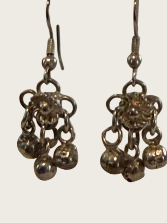 nbranded antiqued silver-tone cluster dangle earrings