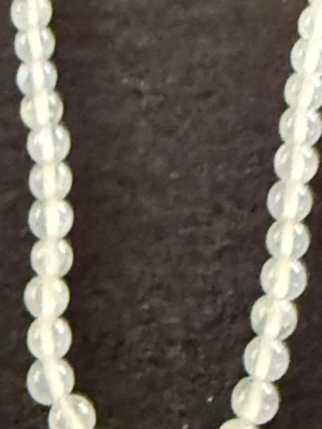 Opalite Glass Bead 15" Choker Necklace Silver Tone Flower Pendant Toggle