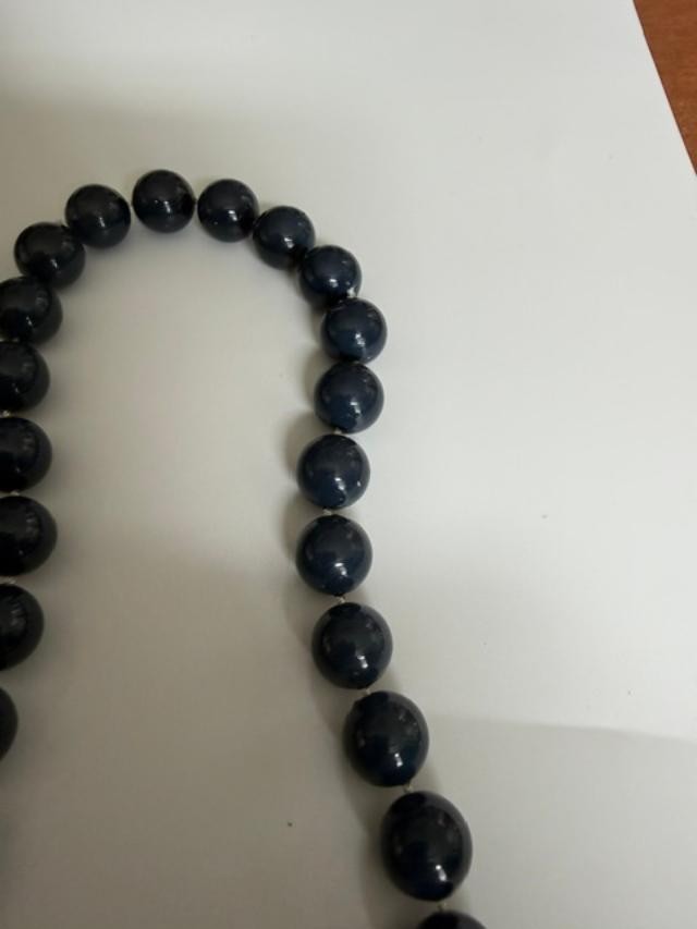 Beaded Necklace deep Navy Blue 56"