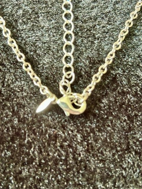 Signed Avon Silver Tone Geometric Rhinestone Fringe Necklace 31"