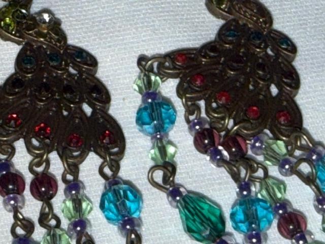 peacock rhinestone and crystal earrings