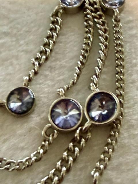 Chico’s Linda Illusion Blue Crystal Multi Strand Necklace Silver Tone 21"