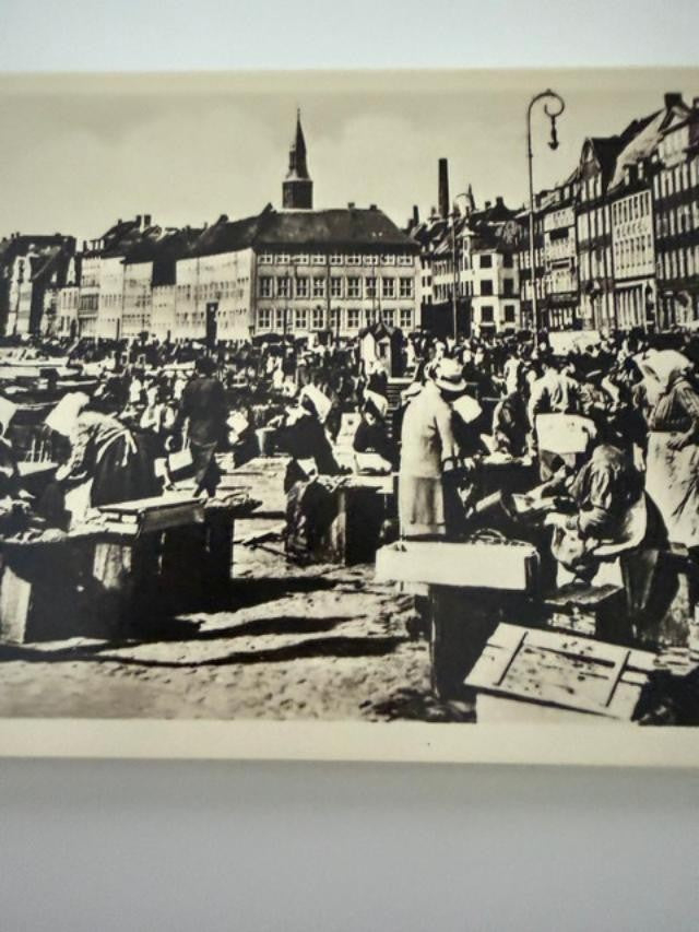 Vintage Copenhagen Denmark Fish Market Gammelstrand RPPC Postcard No. 530