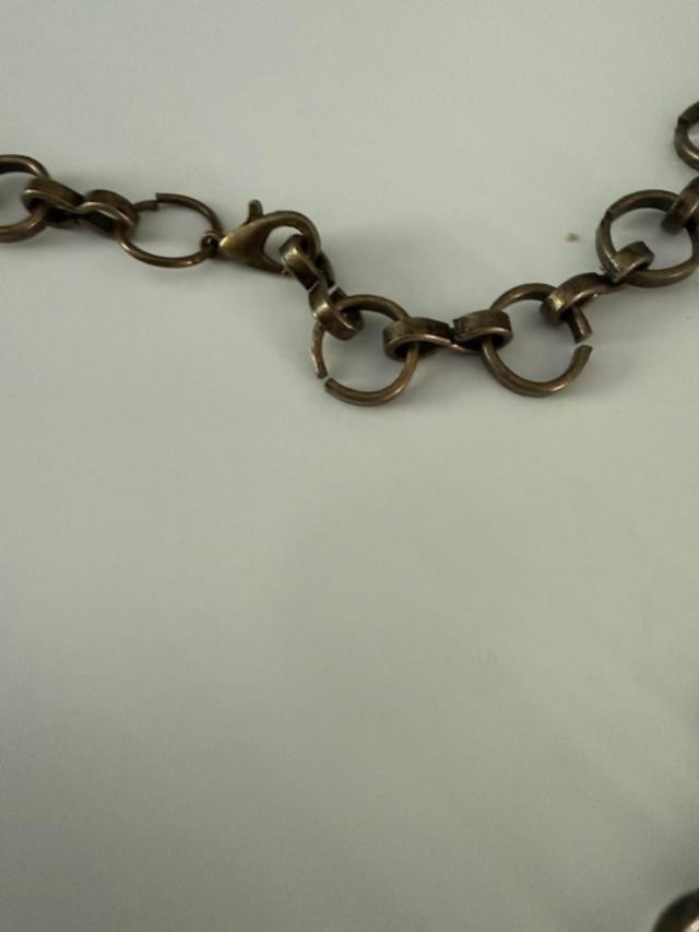 Vintage Style Bronze Tone Y Drop Necklace Champagne Amber Beads 22"