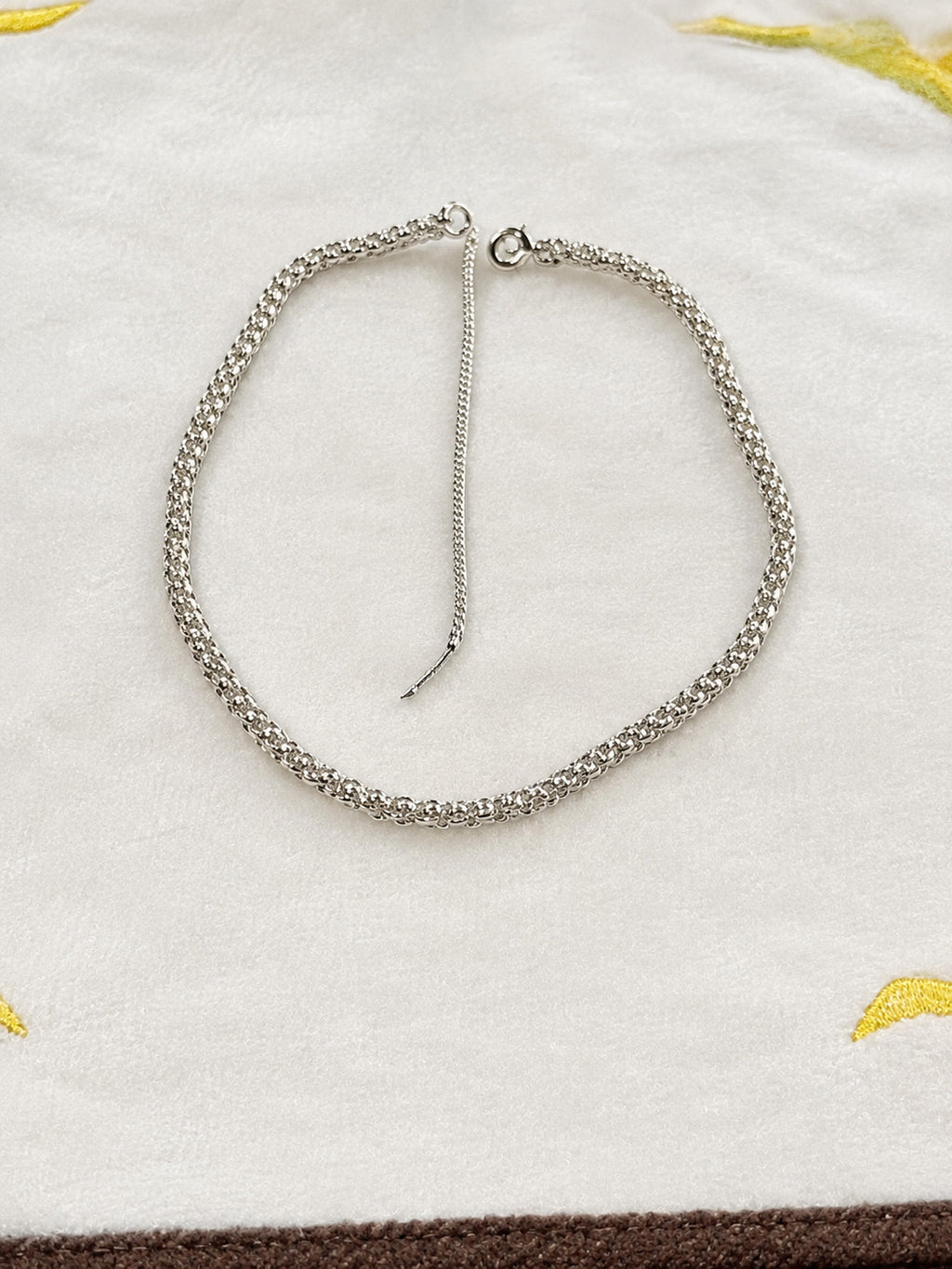 Silver Tone Clear Rhinestone Tennis Choker Necklace 13"