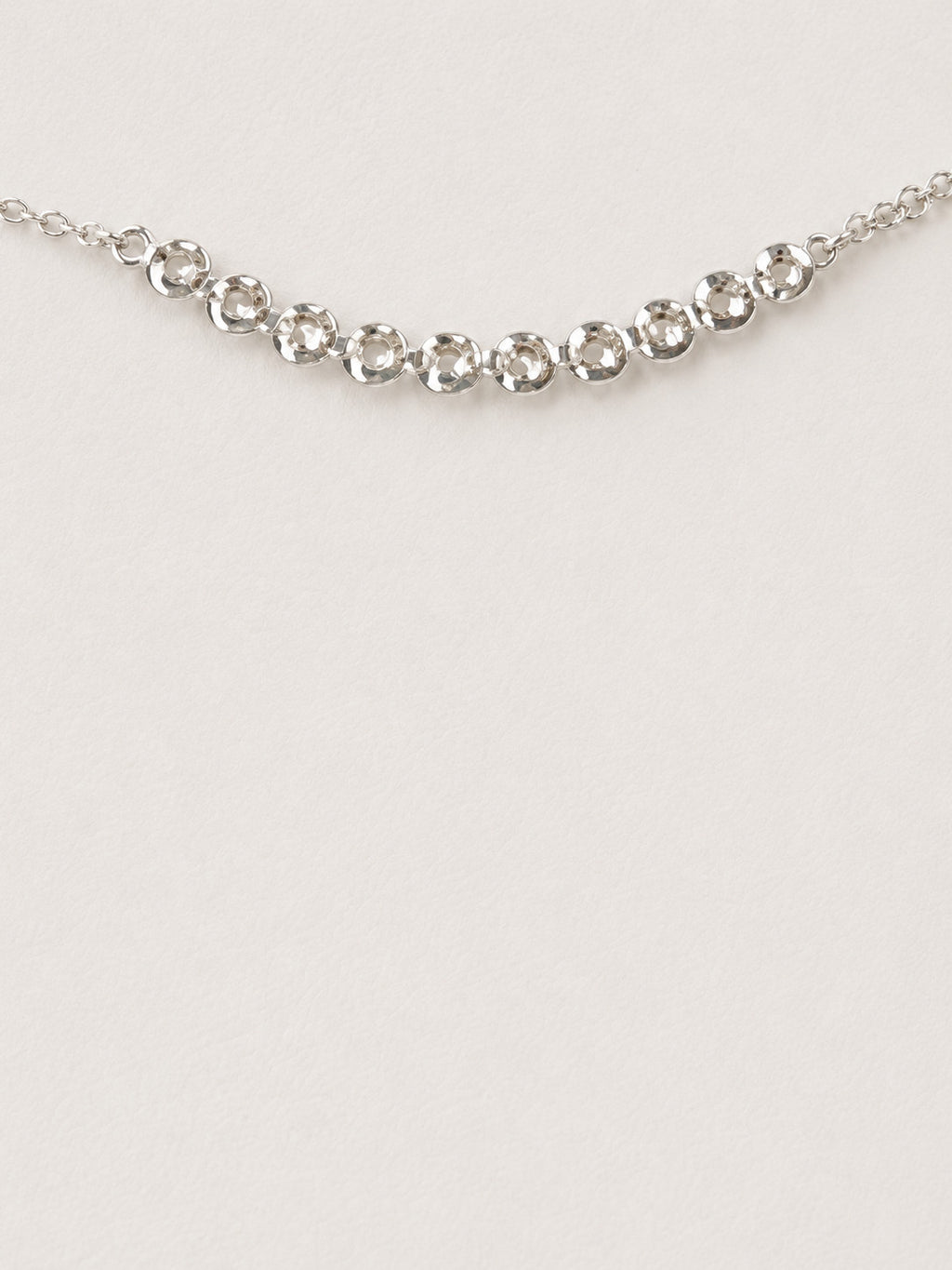 LOFT Silver Tone Clear Rhinestone Curved Bar Necklace 18.5” Adjustable