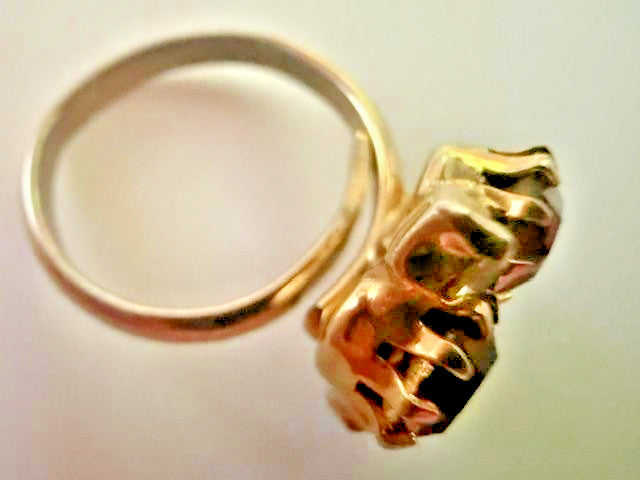 Purple Rhinestone Cluster Adjustable Cocktail Ring Gold Tone Size 5