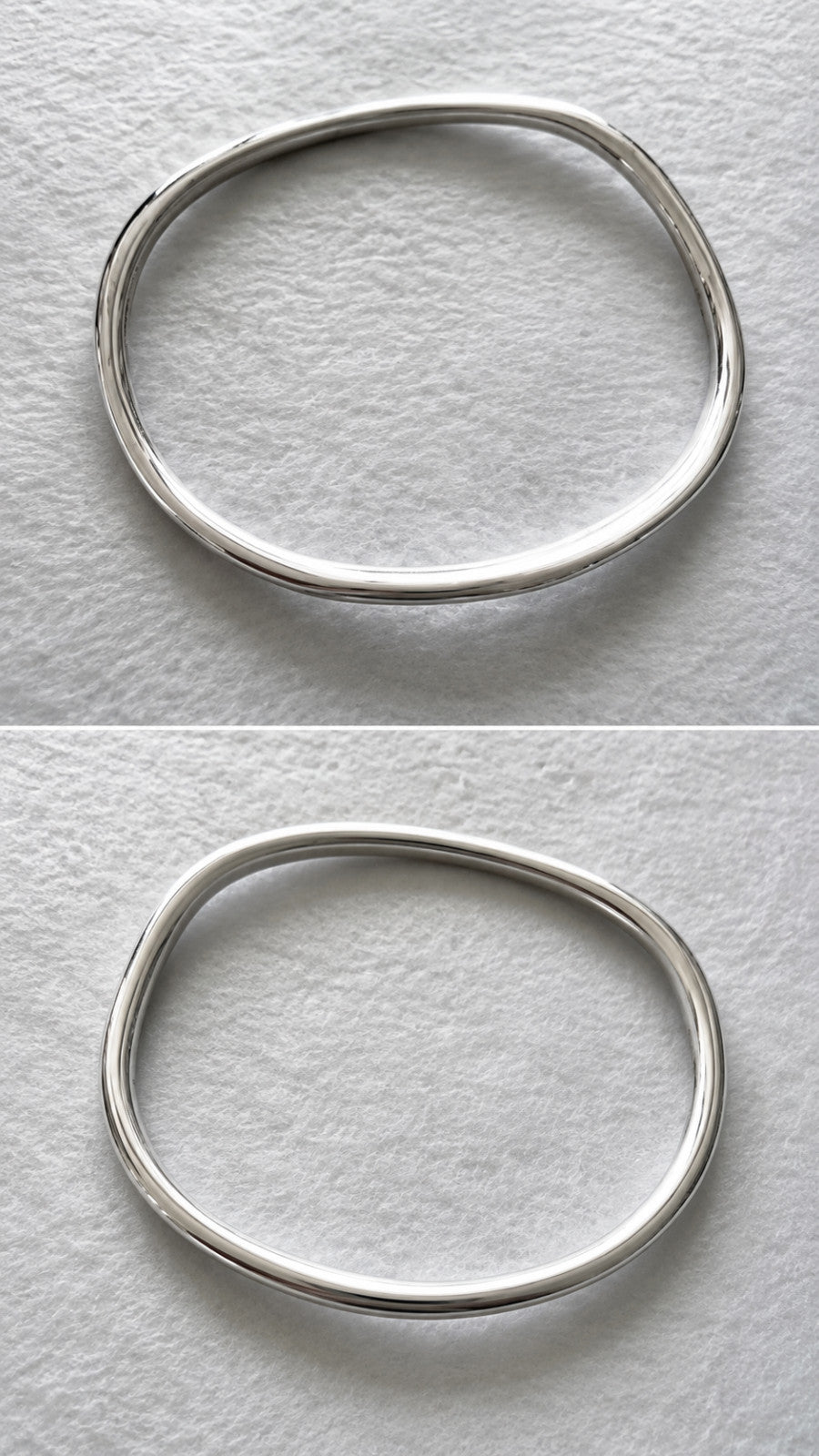 Silver Tone Thin Bangle Bracelet 3-inch diam. Polished Slip on Minimalist