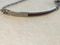 Bravelets 316L Stainless Steel Red Enamel Crystal Curved Bar Bracelet, 8"