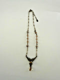 Anne Koplik Designs Floral Rhinestone Y Drop Necklace Bronze Tone 18.5"