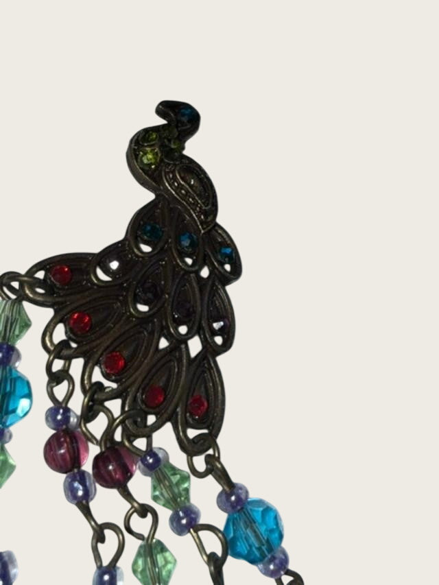 peacock rhinestone and crystal earrings