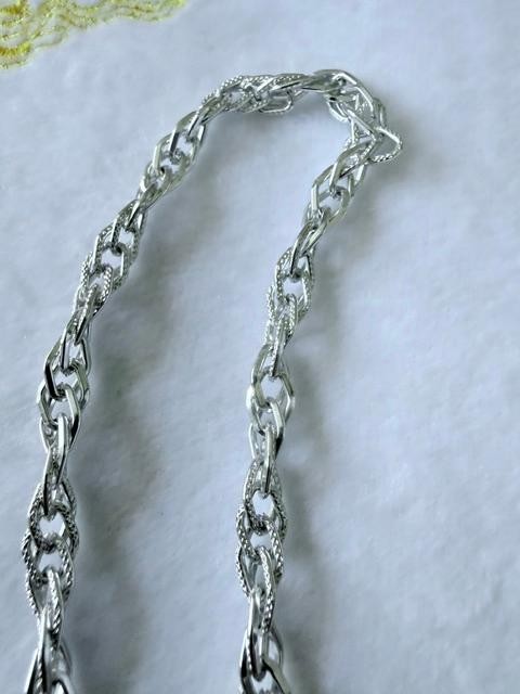 Silver Tone Textured Twisted Oval Link Long Chain Necklace 29” Lightweight