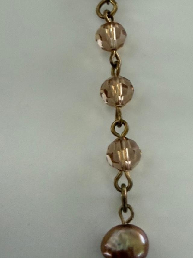 Anne Koplik Designs Floral Rhinestone Y Drop Necklace Bronze Tone 18.5"