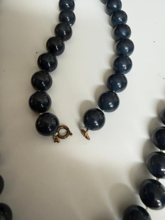 Beaded Necklace deep Navy Blue 56"
