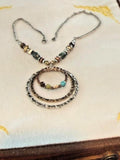 Roxy & Lola Three Tone Hammered Circle Beaded Pendant Necklace 20"