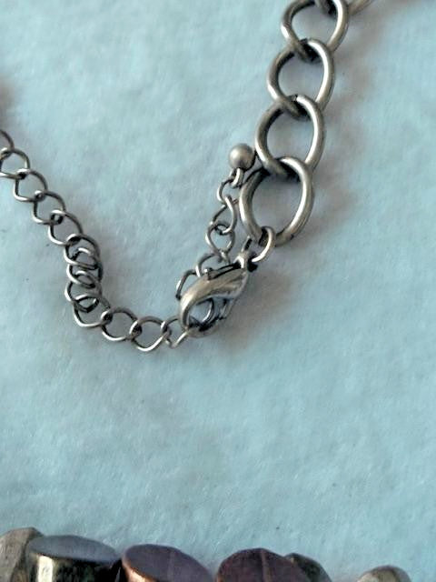 Gold Silver Tone Geometric Cone Bead Statement Necklace 18" Adjustable