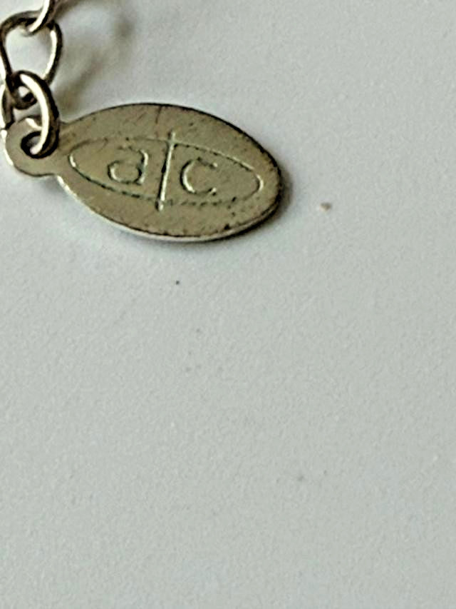 Signed A&C Oslo Silver Tone Pink Bead Circle Pendant Necklace 20”