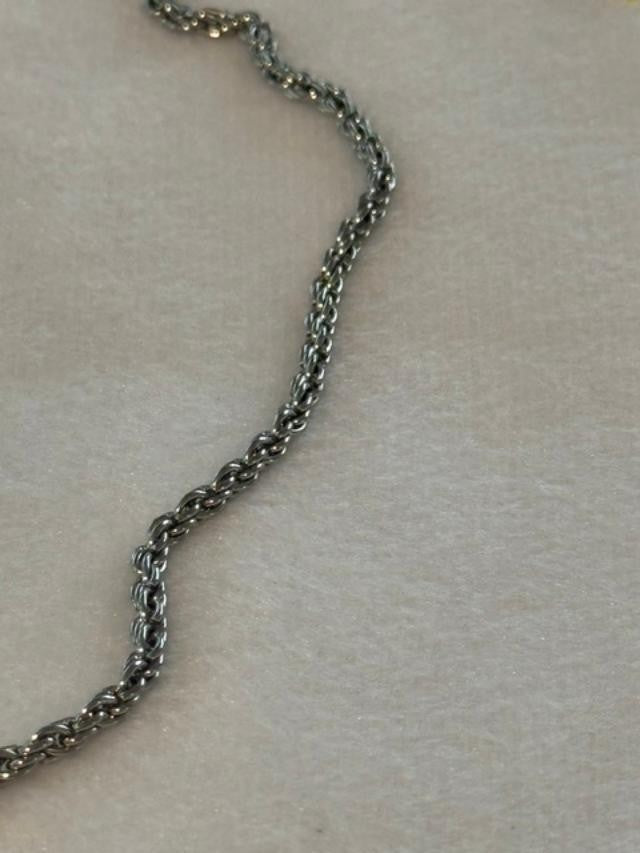 Silver Tone Five Heart Cluster Pendant Rope Chain Necklace 30 Inch