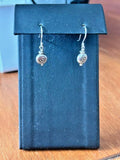 Petite Silver Tone Spiral Bead Dangle Hook Earrings .5”
