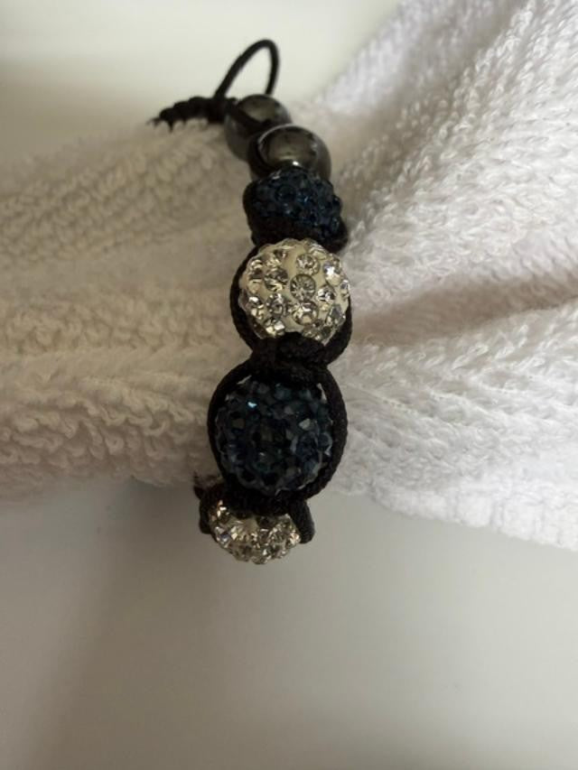 Handmade Shamballa Style Black Cord Bracelet with Sparkling Beads