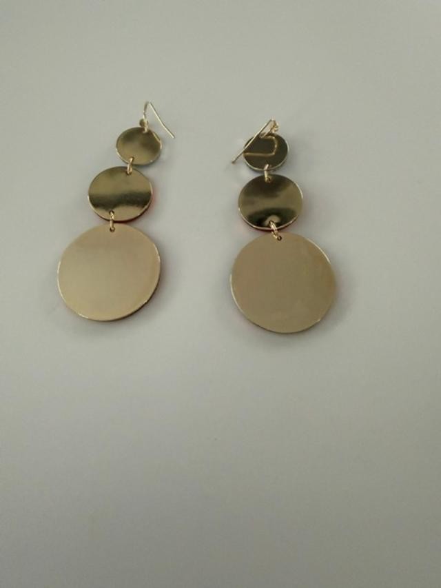 Pink Rose Gold Silver Mirrored Acrylic Disc Dangle Earrings 3"