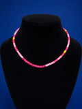 ink Heishi Bead Choker Necklace Colorful Yellow Accent Boho 15 Inch