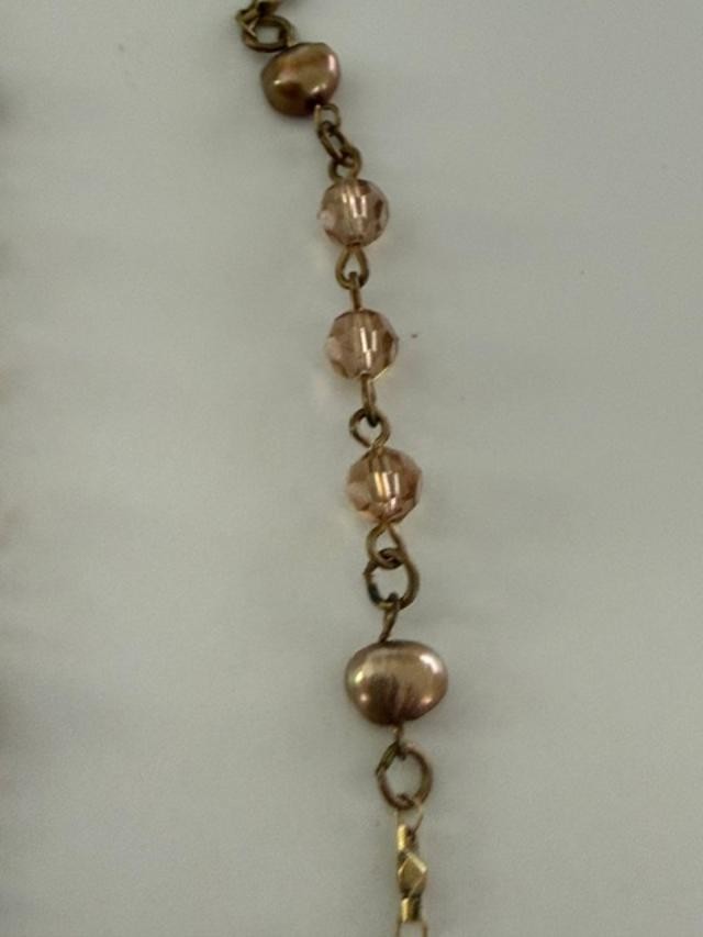 Anne Koplik Designs Floral Rhinestone Y Drop Necklace Bronze Tone 18.5"