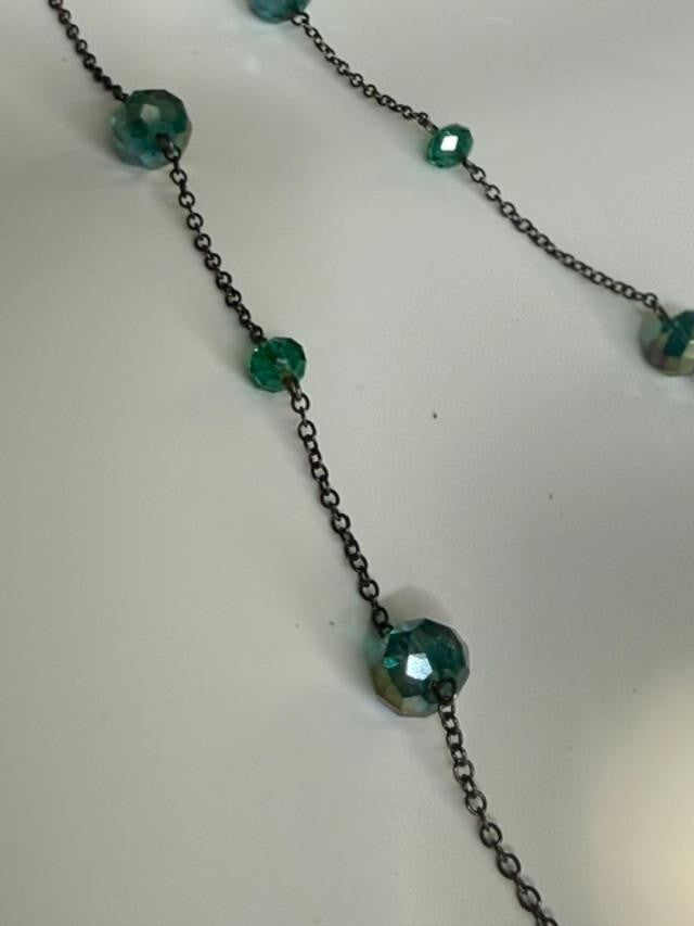 GREEN CRYSTAL NECKLACE  38" LONG