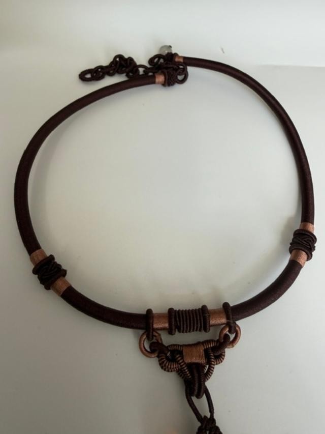Unbranded Lampwork Glass Bead Dangle Cord Necklace Chinese Knot Boho Artisan