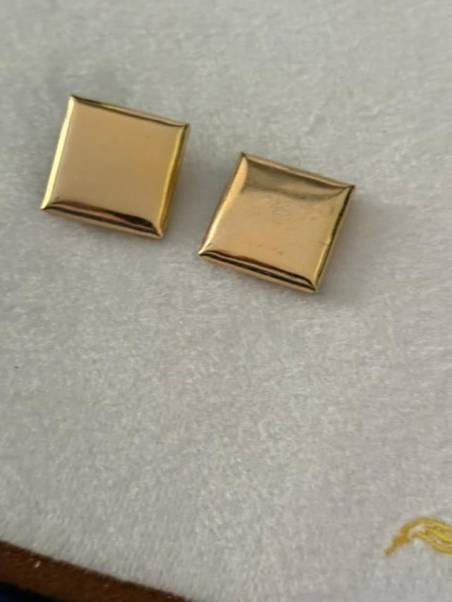 Napier Gold Tone Square Clip On Earrings Vintage Modernist 1.25"