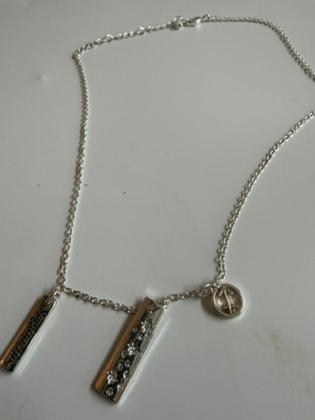 GV9 Silver Tone Sagittarius Zodiac Crystal Charm Necklace 18"
