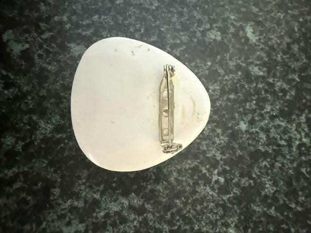 OOAK Upcycled Brooch Pin Made from Vintage Broken Earrings White Resin