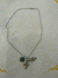 Silver Tone Cross Charm Necklace Religious Faith Dangle Charms 17 Inch