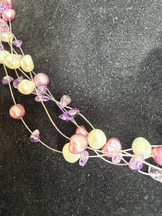 Pastel multi-strand illusion necklace