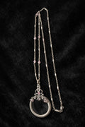 Vtg Pastel Pink Blue Rhinestone Magnifying Glass Jewelry Loupe Pendant Necklace