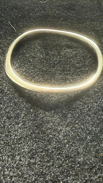 Silver Tone Thin Bangle Bracelet 3-inch diam. Polished Slip on Minimalist